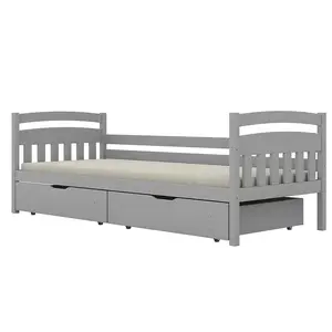 Posteľ Tosia veľké zásuvky 90x180 sivá