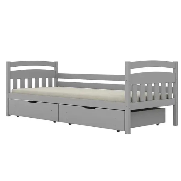 Posteľ Tosia veľké zásuvky 90x180 sivá