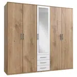MID.YOU ŠATNÍ SKŘÍŇ SE ZRCADLEM, bílá, barvy dubu, 225/210/58 cm