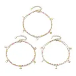 3Pcs 304 Stainless Steel Enamel Link Chains Anklets