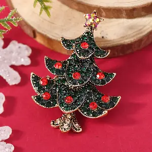 Christmas Theme Zinc Alloy Rhinestone Brooches for Backpack Clothes
