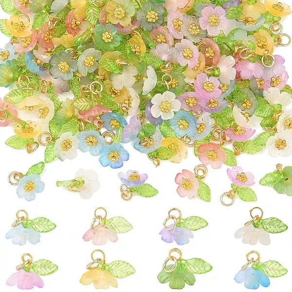 120Pcs 8 Colors Frosted Acrylic Pendants