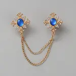 Zinc Alloy Rhinestone Chain Collar Pin Brooches