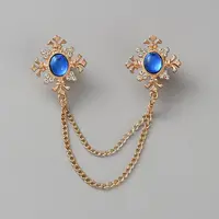Zinc Alloy Rhinestone Chain Collar Pin Brooches