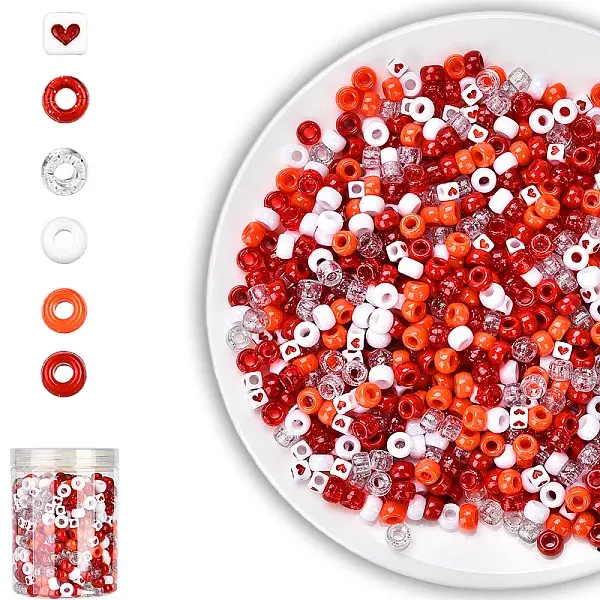 720Pcs 6 Styles Plastic & Acrylic Beads