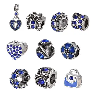 Mixed Shapes Alloy Glass Rhinestone European Beads