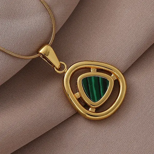 316 Surgical Stainless Steel with Dyed Synthetic Shell Triangle Pendant Necklaces for Women