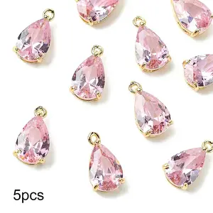 5Pcs Transparent Glass Charms