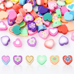 100pcs 5 Styles Handmade Polymer Clay Beads