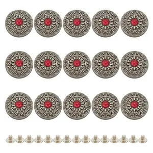 15Pcs 1-Hole Alloy & Plastic Beads Buttons