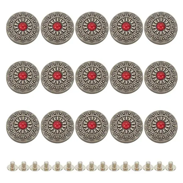 15Pcs 1-Hole Alloy & Plastic Beads Buttons