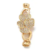 Brass Micro Pave Clear Cubic Zirconia Fold Over Clasps