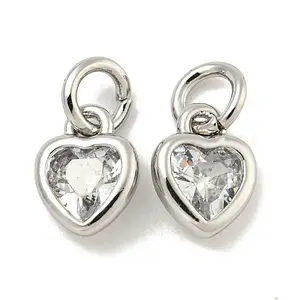 Brass Micro Pave Clear Cubic Zirconia Pendants