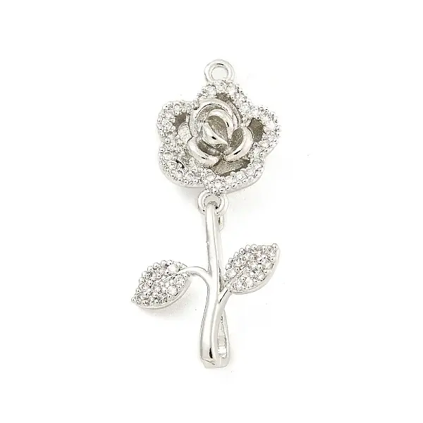 Brass Micro Pave Clear Cubic Zirconia Pendants