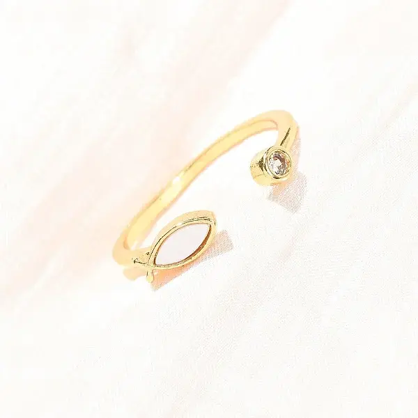 Brass Micro Pave Cubic Zirconia Cuff Rings for Women