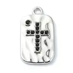 Rack Plating Alloy with Black Rhinestone Pendants