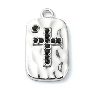 Rack Plating Alloy with Black Rhinestone Pendants