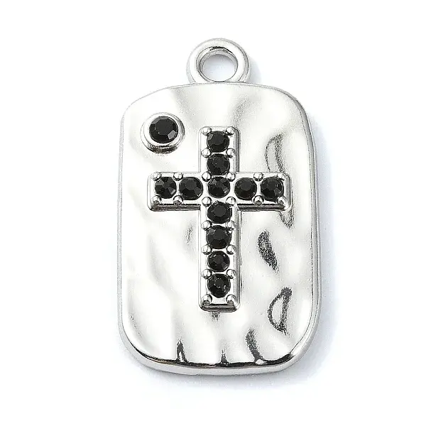 Rack Plating Alloy with Black Rhinestone Pendants