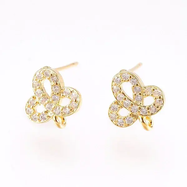 Brass Micro Pave Cubic Zirconia Stud Earring Findings