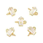 Brass Pave Cubic Zirconia Rectangle Connector Charms