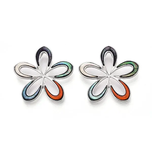 Alloy and Dyed Natural Paua Shell Pendants