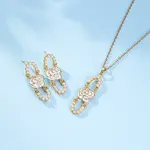 Plastic Beaded Oval with Flower Jewelry Set