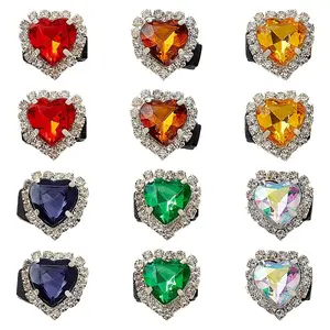 12Pcs 6 Colors Heart Acrylic with Plastic Ornament Accessories