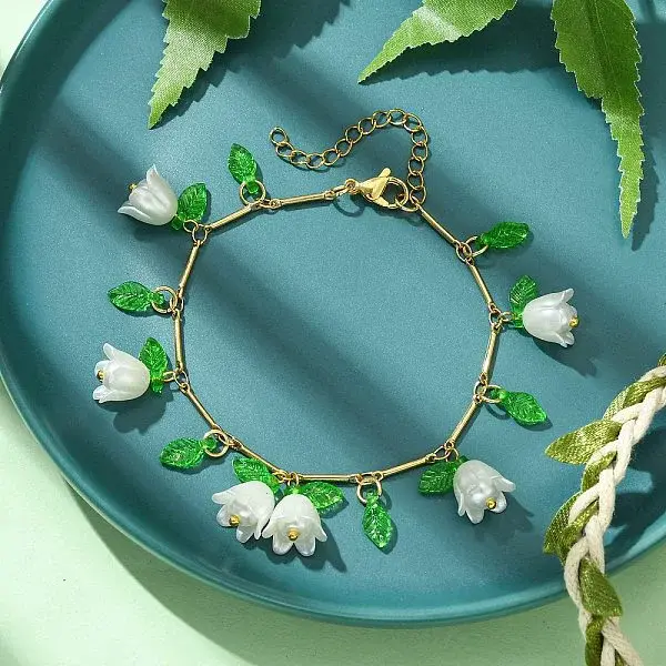 Brass Bar Link Chains Charm Bracelets