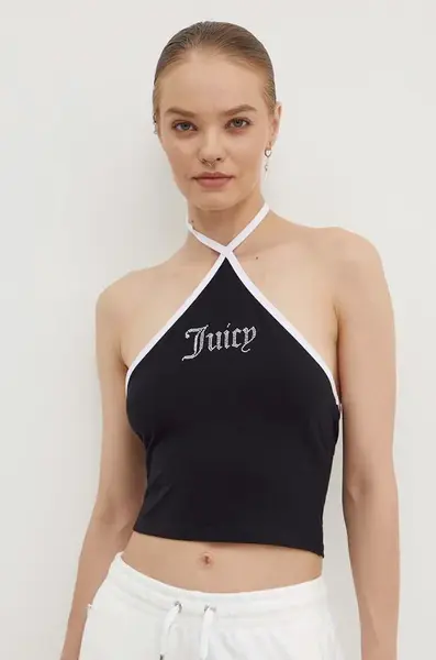 Top Juicy Couture CONTRAST CROSS OVER HALTER TOP