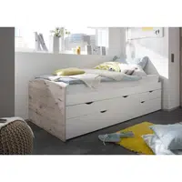 Carryhome VÝSUVNÁ POSTEL, 90-180/200 cm bílá, přírodní barvy