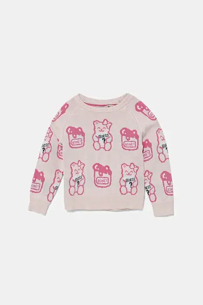 Dětský svetr Guess růžová barva, hřejivý