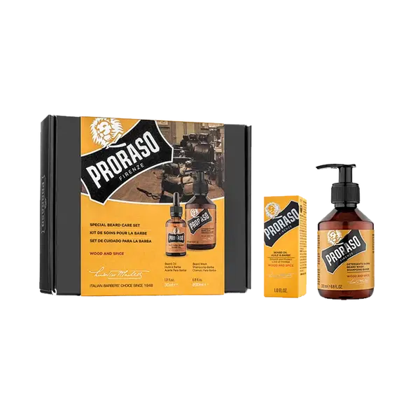 Darčekový set olej a šampón na bradu Proraso Wood and Spice