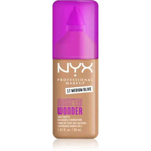 NYX Professional Makeup Make ‘Em Wonder ľahký zmatňujúci make-up odtieň 17 Medium olive 30 ml