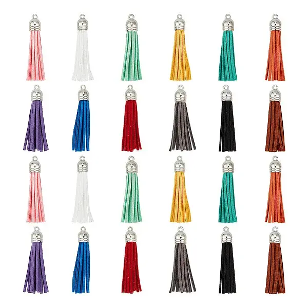 72Pcs 12 Colors Flocking Faux Suede Tassel Pendants Decorations