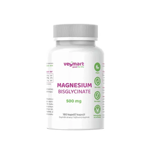 Vegmart MAGNESIUM BISGLYCINATE 500 mg 180 kapslí
