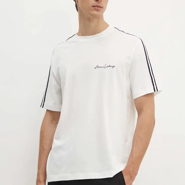 Bavlněné tričko Armani Exchange bílá barva, s aplikací, 8NZTSG ZJ9AZ