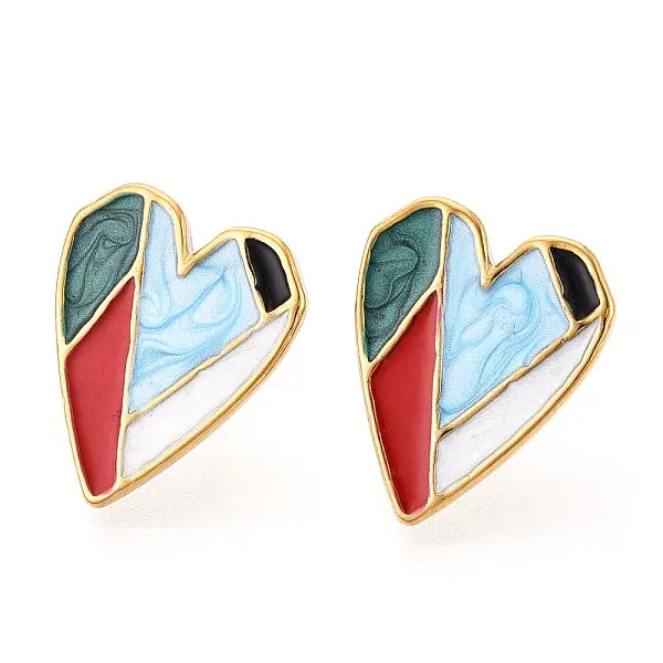 304 Stainless Steel Enamel Stud Earrings