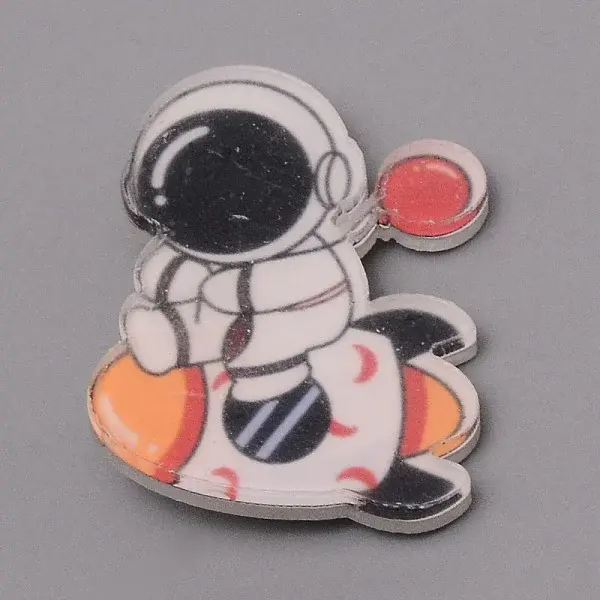 Astronaut with Rocket Brooch Pin