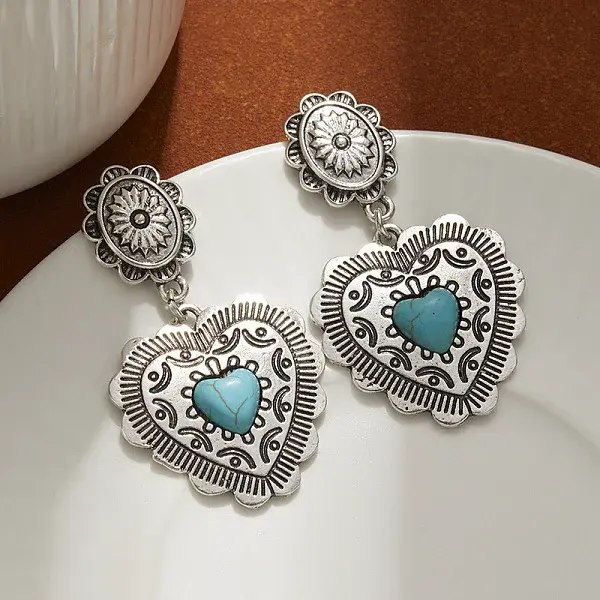 Dangle Stud Earrings Alloy & Synthetic Turquoise Dangle Stud Earrings