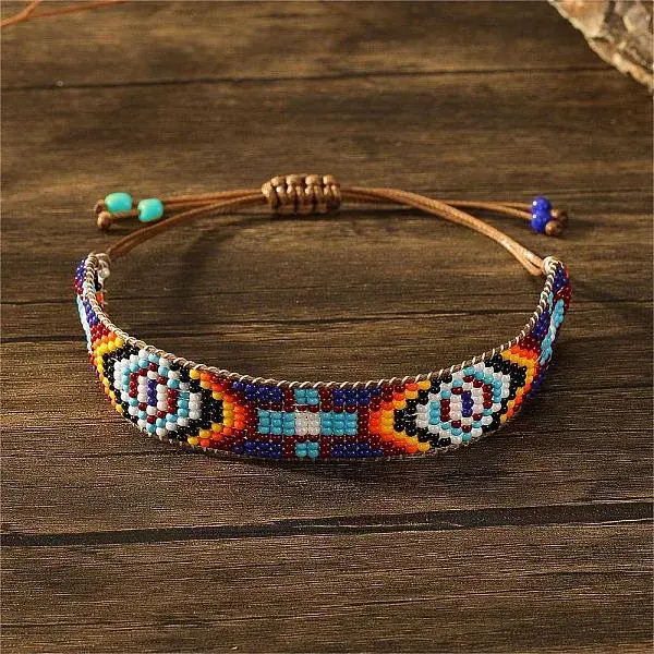 Bohemian Style Geometric Glass Seed Bead Handmade Bracelet for Women