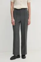 Kalhoty Tommy Hilfiger dámské, šedá barva, jednoduché, medium waist, WW0WW43875