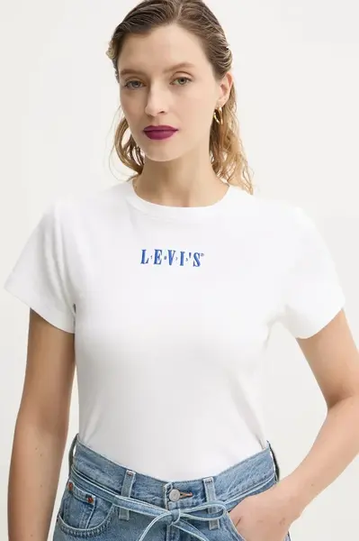 Bavlněné tričko Levi's bílá barva, A8798