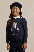 Dětský bavlněný svetr Polo Ralph Lauren tmavomodrá barva, hřejivý, 312951750001