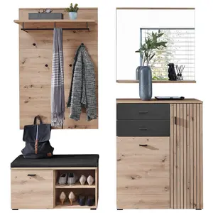 Voleo PŘEDSÍŇOVÁ STĚNA, černá, dub artisan, 183/202/38 cm