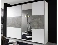 Šatníková skriňa Prenzlau, 218 cm, biela / sivý betón%