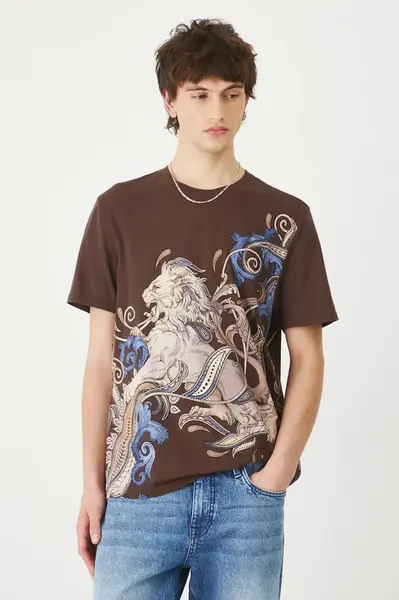 Bavlněné tričko Medicine hnědá barva, s potiskem