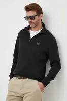 Bavlněná mikina BOSS BOSS CASUAL Zetrust pánská, černá barva, hladká