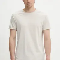 Bavlněné tričko Filippa K pánské, béžová barva, 28474