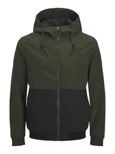 JACK & JONES Prechodná bunda 'JJERush'  olivová / čierna