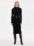 Černé dámské midi šaty s páskem